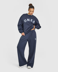 Foundations Oversized Oner Girlfriend Straight Leg Joggers | True Blue