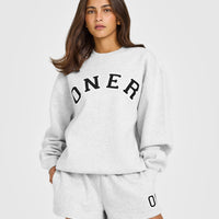 Foundations Oversized Oner Girlfriend Sweatshirt | Light Grey Marl