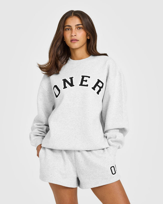 Foundations Oversized Oner Girlfriend Sweatshirt | Light Grey Marl