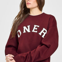 Foundations Oversized Oner Girlfriend Sweatshirt | Rosewood
