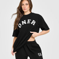 Oversized Oner Girlfriend Washed T-Shirt | Black