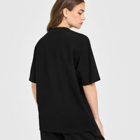 Oversized Oner Girlfriend Washed T-Shirt | Black