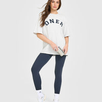 Oversized Oner Girlfriend Washed T-Shirt | Light Grey Marl