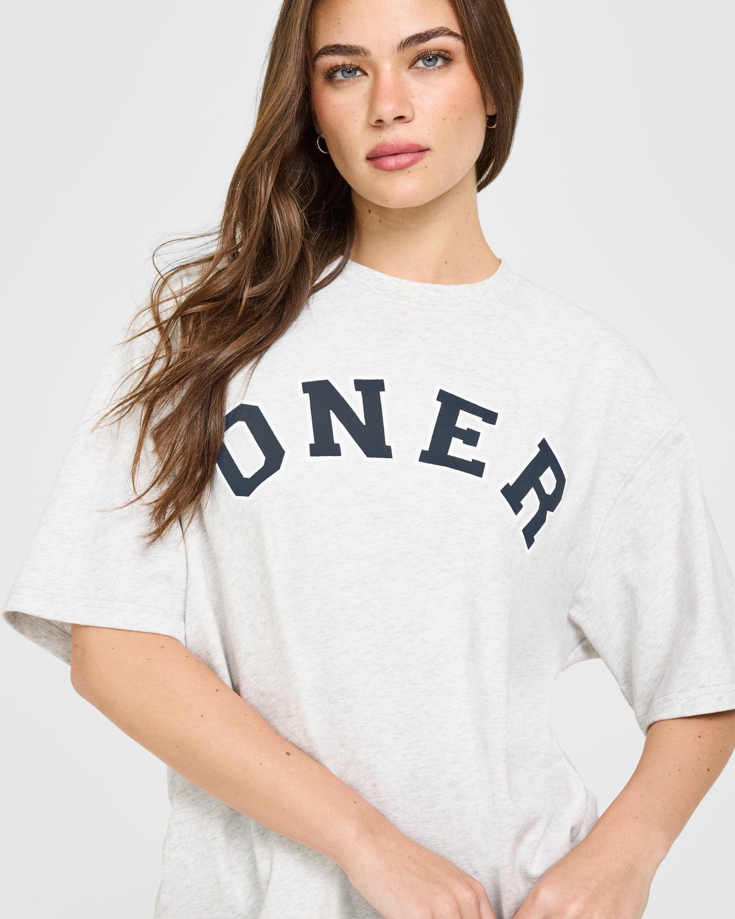 Oversized Oner Girlfriend Washed T-Shirt | Light Grey Marl