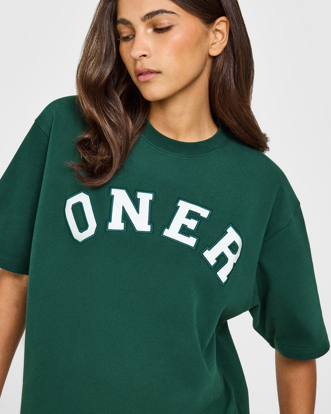 Oversized Oner Girlfriend Washed T-Shirt | Racing Green