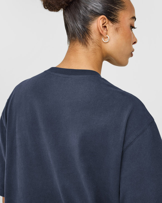 Oversized Oner Girlfriend Washed T-Shirt | True Blue
