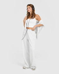 Mid Weight Relaxed Straight Leg Joggers | Light Grey Marl