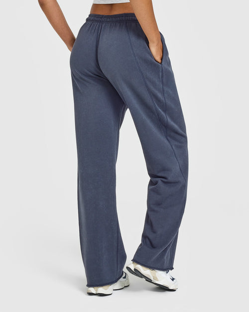 Raw Lounge Wide Leg Joggers | Washed True Blue