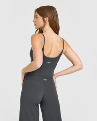 SoftMotion™ Strappy Mid Vest with Built in Bra Shelf | Coal