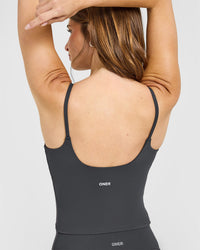 SoftMotion™ Strappy Mid Vest with Built in Bra Shelf | Coal