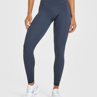UnifiedMove High Waisted Leggings White Logo | True Blue
