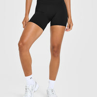 UnifiedMove™ High Waisted Shorts White Logo 6" | Black