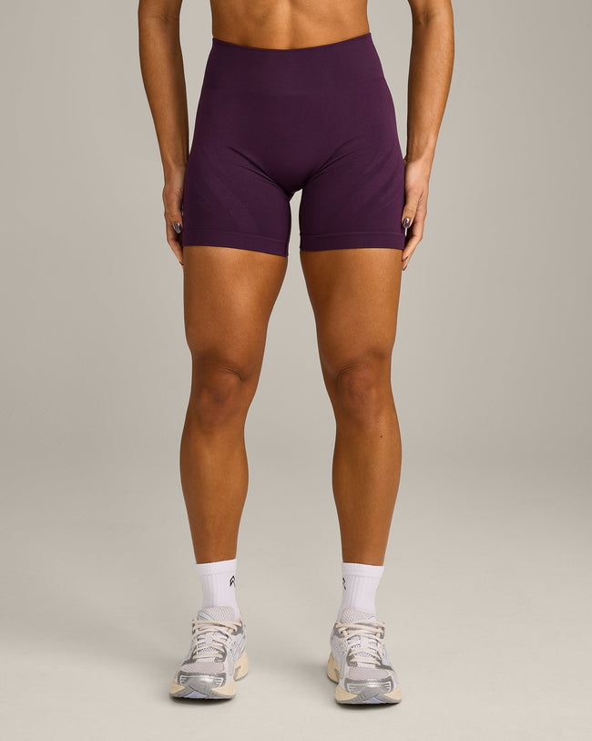 EnhanceLift™ Seamless Shorts with Grey Logo | Blackberry Purple