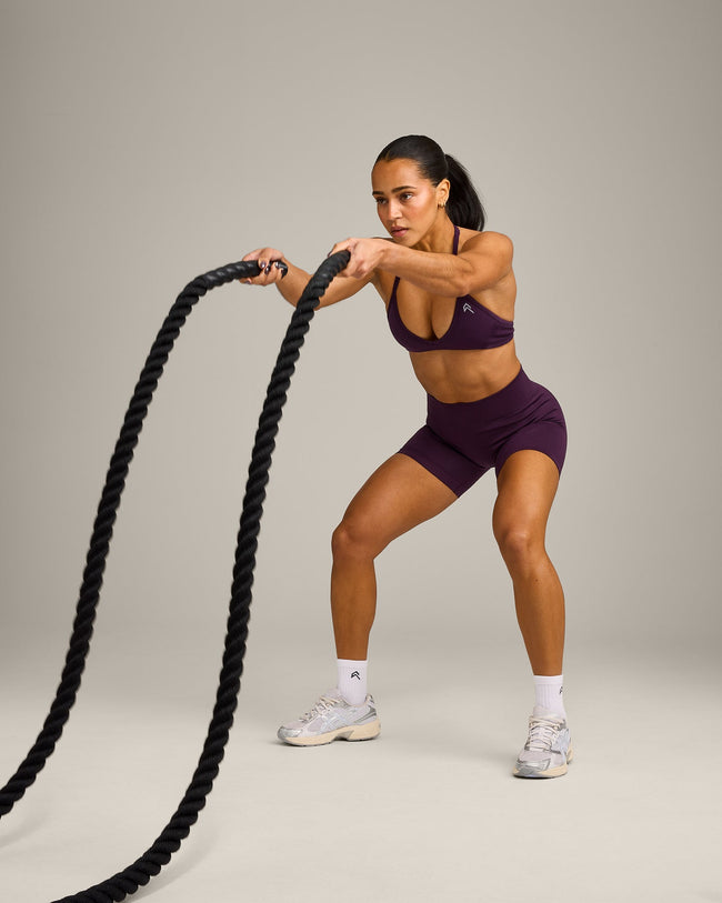 EnhanceLift™ Seamless Shorts with Grey Logo | Blackberry Purple