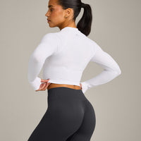 Oner Seamless Fitted Long Sleeve Mid Top | White