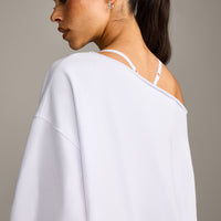 Raw Cut Lounge Off-The-Shoulder Sweatshirt | White