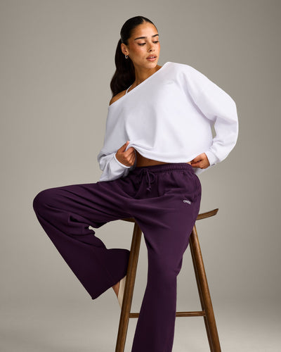 Raw Cut Lounge Off-The-Shoulder Sweatshirt | White