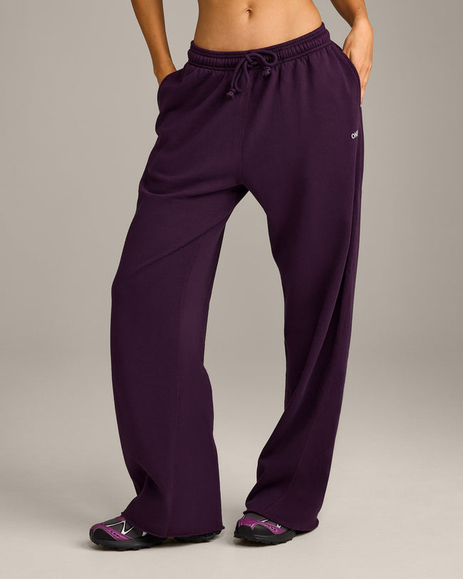 Raw Cut Lounge Wide Leg Joggers | Washed Blackberry Purple