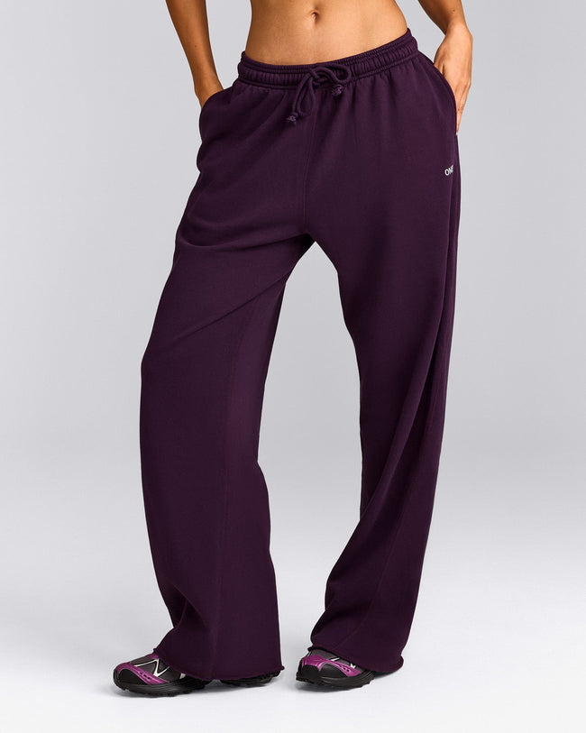 Cotton Vintage Lounge Wide Leg Sweatpants | Washed Blackberry Purple