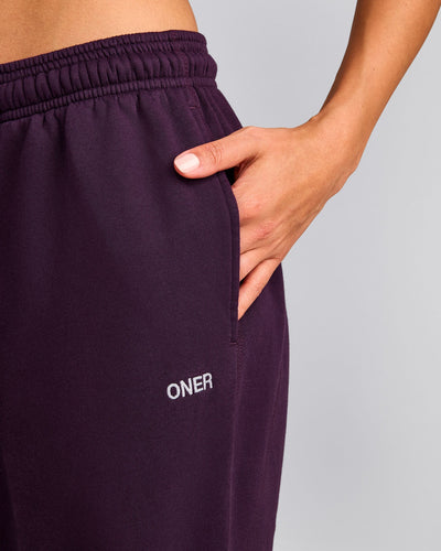 Cotton Vintage Lounge Wide Leg Sweatpants | Washed Blackberry Purple