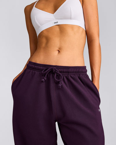 Cotton Vintage Lounge Wide Leg Sweatpants | Washed Blackberry Purple