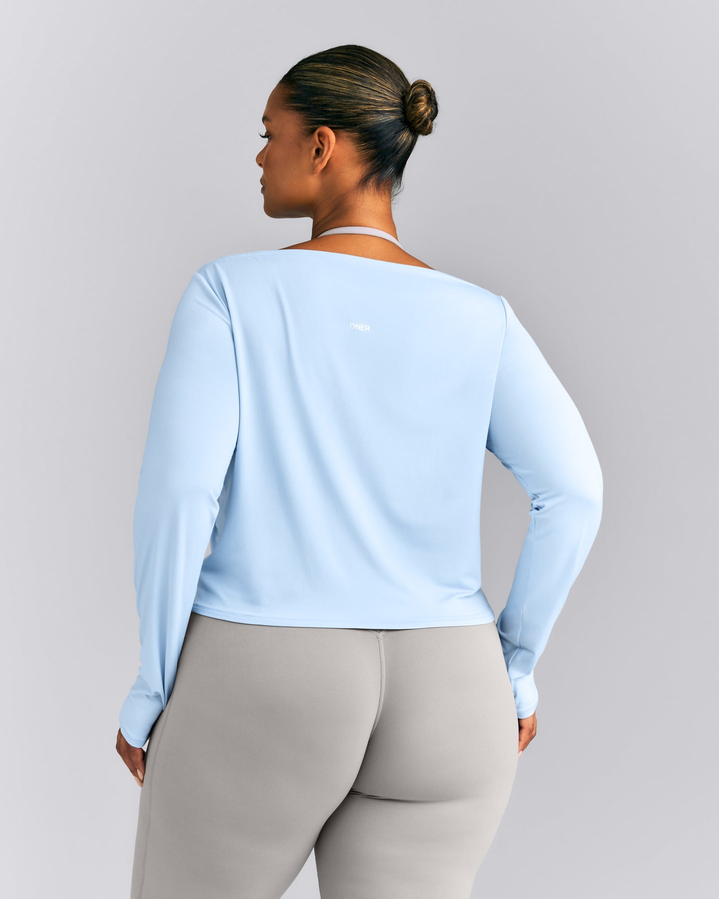 FormeSoft™ Relaxed Slash Neck Long Sleeve Top | Mist Blue