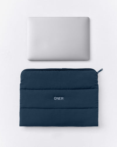 Quilted Laptop Pouch | Storm Blue