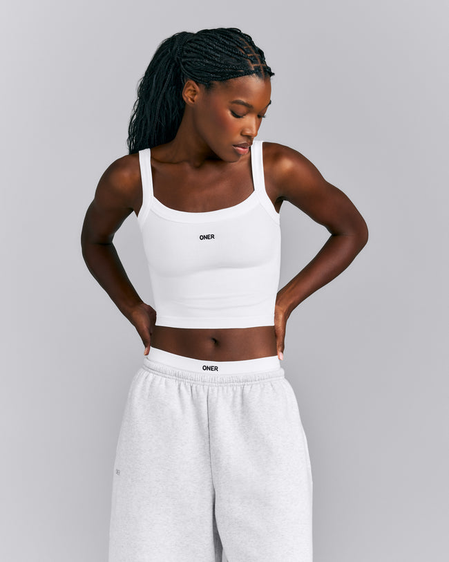 Seamless Scoop Neck Tank Top | White