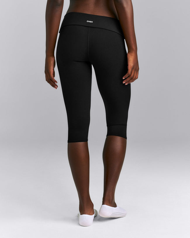 SoftMotion™ Fold Over Capri Leggings New Branding | Black