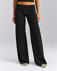 SoftMotion™ Fold Over Mid Rise Straight Leg Pants | Black