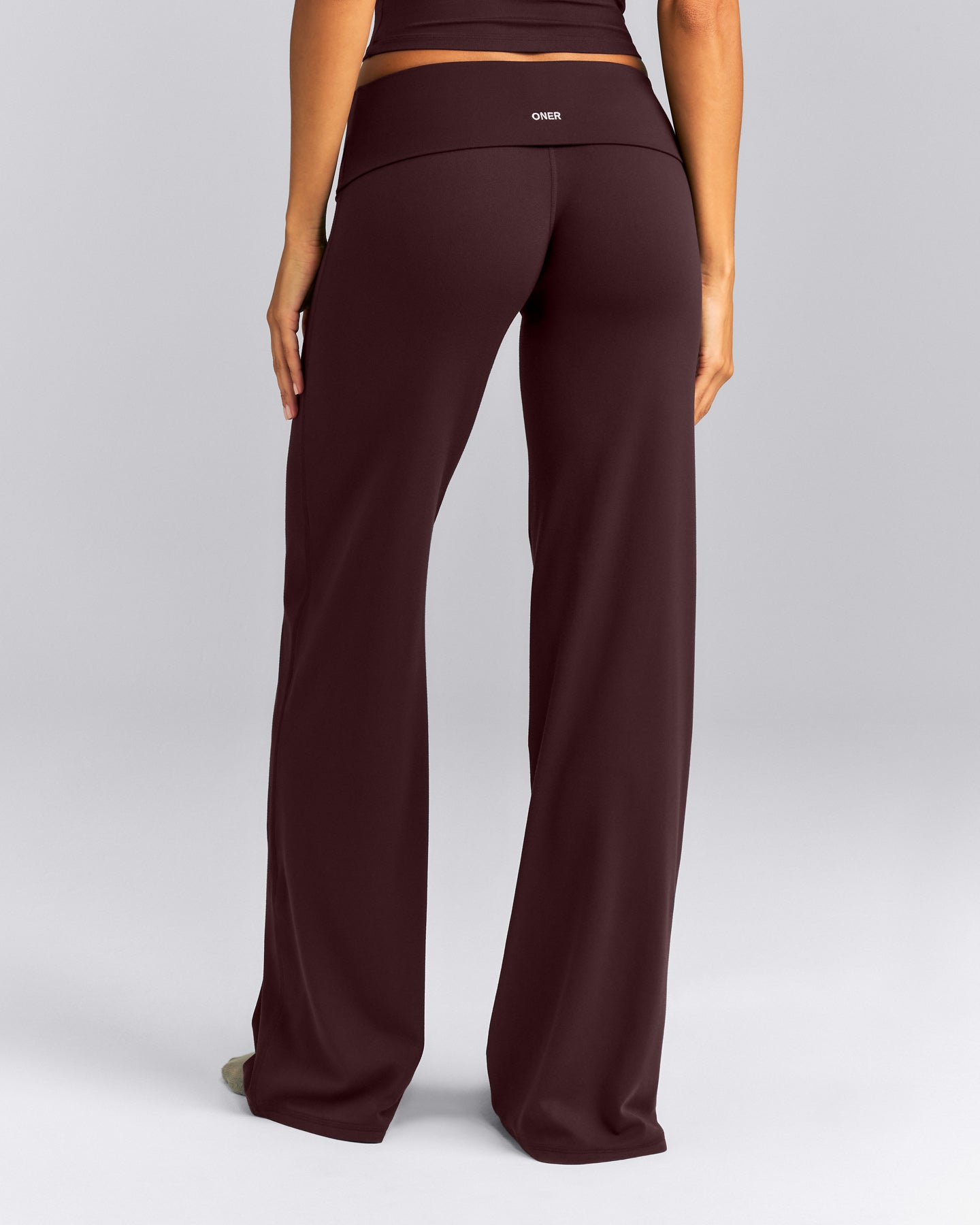 SoftMotion™ Fold Over Mid Rise Straight Leg Pants New Branding | Plum Brown