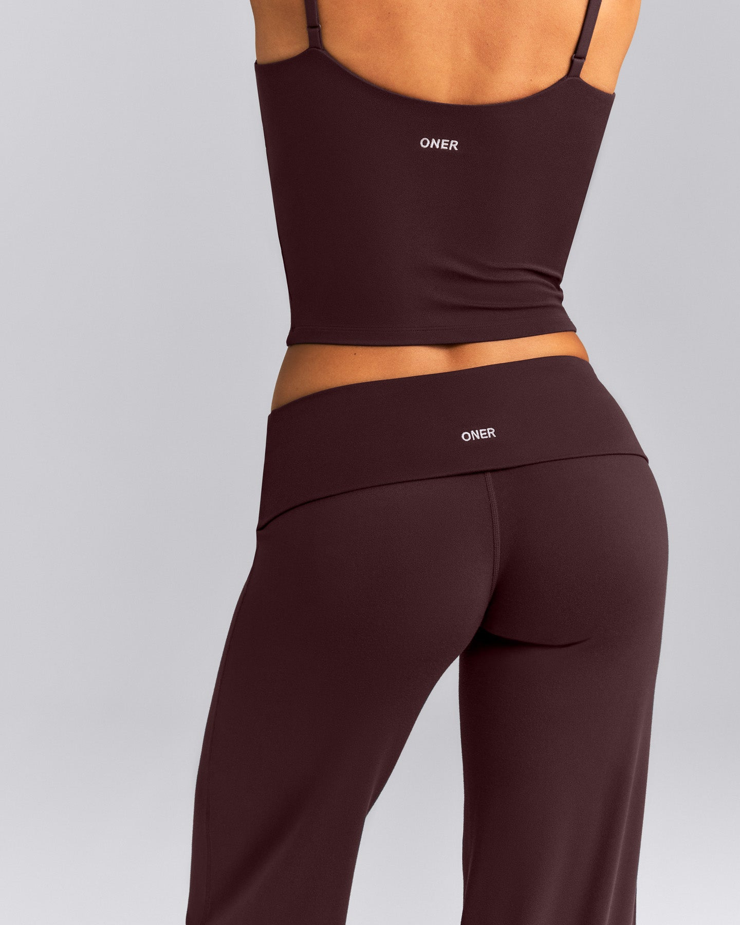 SoftMotion™ Fold Over Mid Rise Straight Leg Pants New Branding | Plum Brown