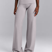 SoftMotion™ Fold Over Mid Rise Straight Leg Pants | Zinc Gray