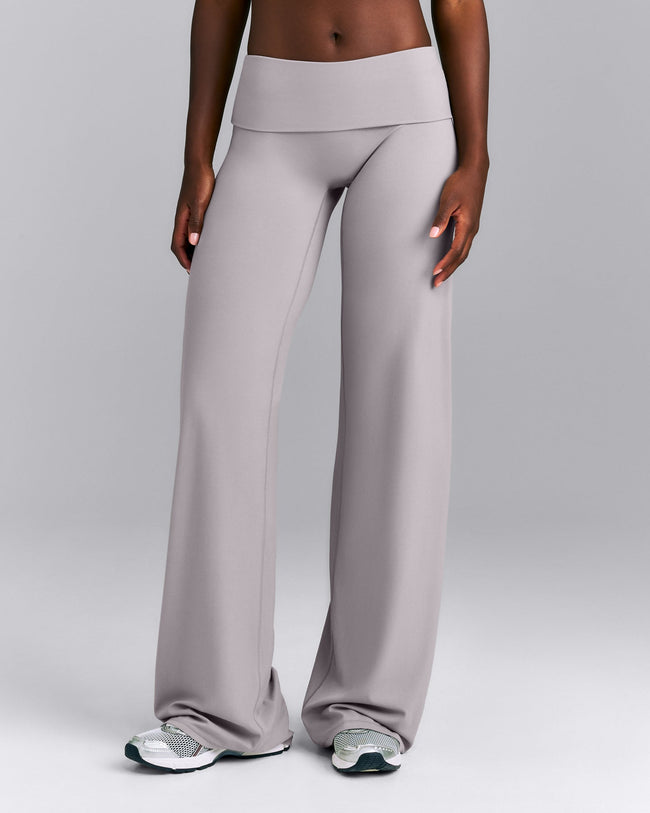 SoftMotion™ Fold Over Mid Rise Straight Leg Pants | Zinc Gray