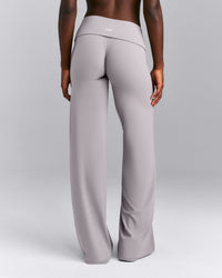 SoftMotion™ Fold Over Mid Rise Straight Leg Pants | Zinc Gray