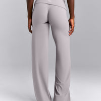 SoftMotion™ Fold Over Mid Rise Straight Leg Pants | Zinc Gray