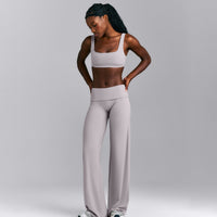 SoftMotion™ Fold Over Mid Rise Straight Leg Pants | Zinc Gray