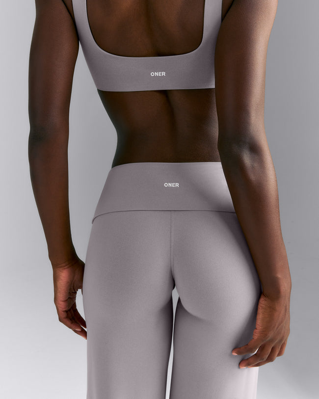 SoftMotion™ Fold Over Mid Rise Straight Leg Pants | Zinc Gray