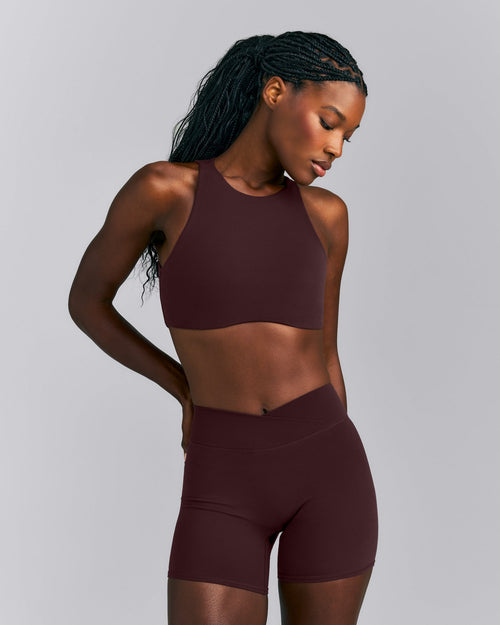 SoftMotion™ High Neck Sports Bra | Plum Brown