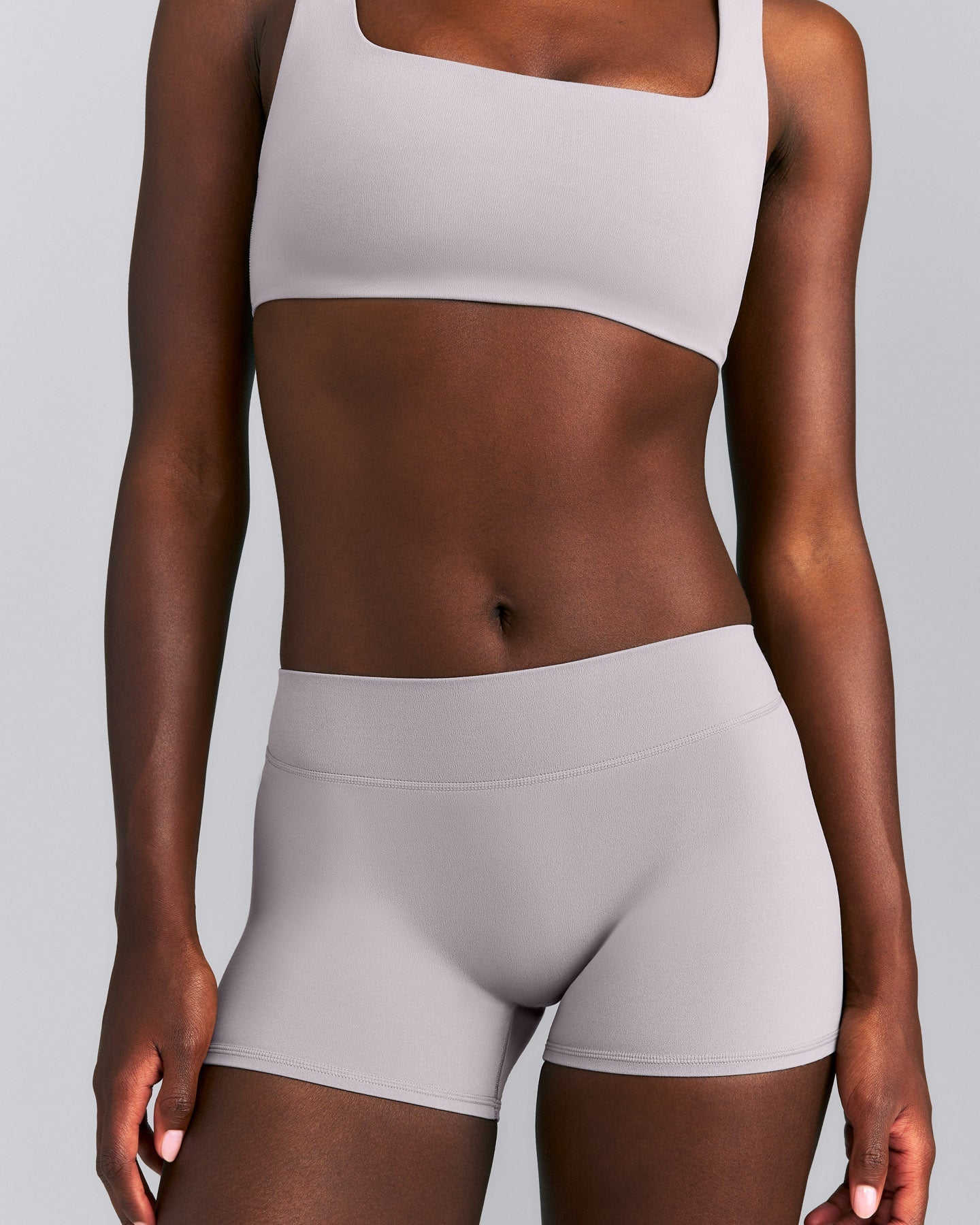 SoftMotion™ Mid Rise Micro Shorts 4" New Branding | Zinc Grey