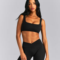 SoftMotion™ Soft Square Neck Sports Bra New Branding | Black