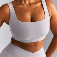 SoftMotion™ Soft Square Neck Sports Bra New Branding | Zinc Gray