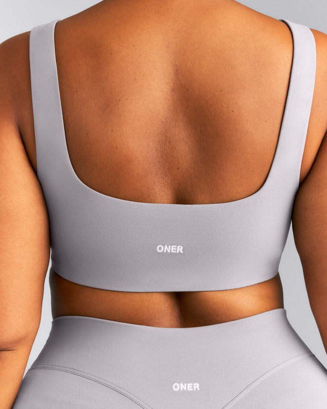 SoftMotion™ Soft Square Neck Sports Bra New Branding | Zinc Gray