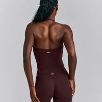 SoftMotion™ Strappy Halter Neck Mid Tank Top with Built in Bra Shelf | Plum Brown