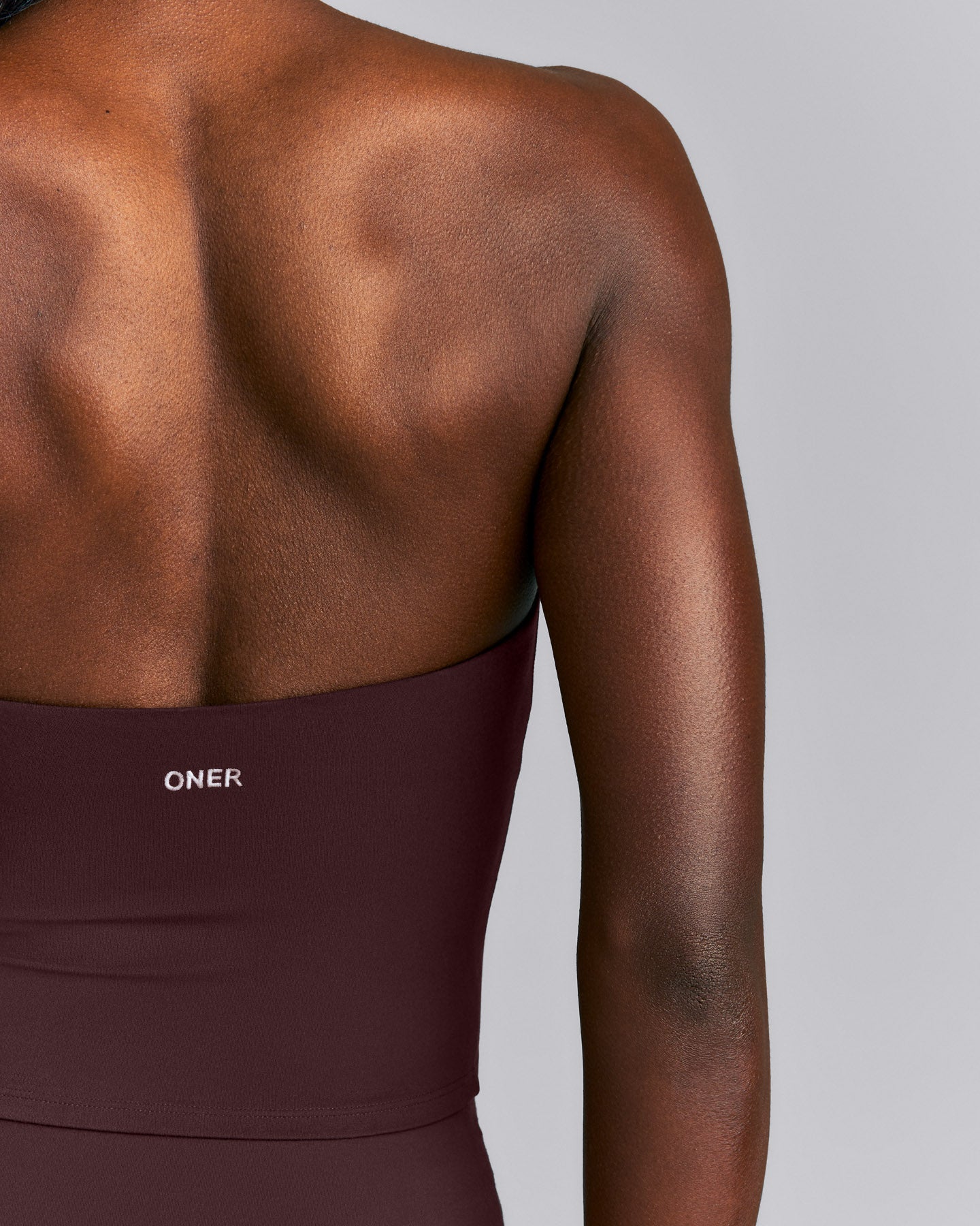 SoftMotion™ Strappy Halter Neck Mid Tank Top with Built in Bra Shelf | Plum Brown