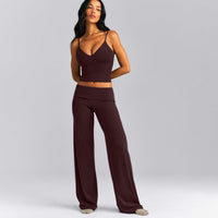 SoftMotion™ V Neck Mid Tank Top with Built in Bra Shelf New Branding | Plum Brown