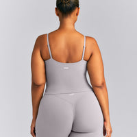 SoftMotion™ Adjustable V Neck Mid Tank Top with Built in Bra Shelf New Branding | Zinc Gray