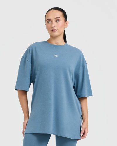 Classic Oner Graphic Longline T Shirt Moonstone Blue