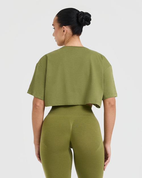 Classic Oner Graphic Crop Lightweight T-Shirt | Olive Green