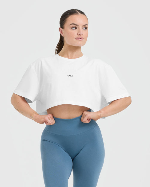 Oner Modal Classic Oner Graphic Crop Lightweight T-Shirt | White